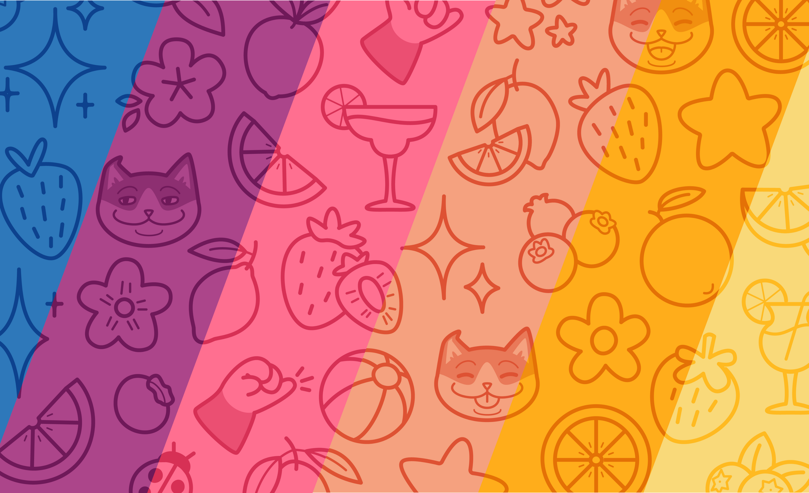 Icons and color tests for packaging based on flavor varieties.